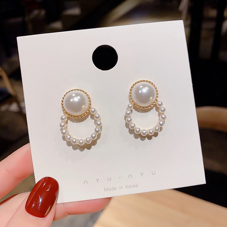 2019 new vintage pearl ring earrings for women 925 silver needle short matching earrings manufacturers direct sales